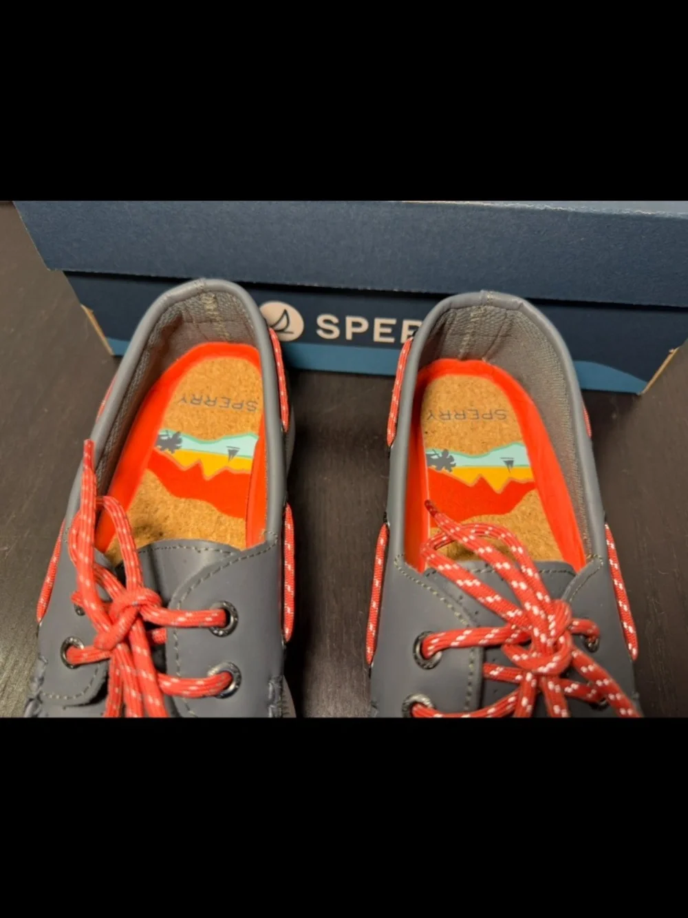 Sperry Resort A/O 2-Eye Perforated Top Sider Boat Shoes Grey Mens 7.5M